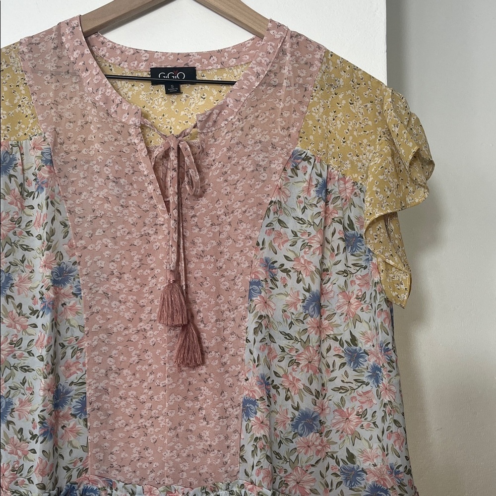 GiGiO Women's Pink and Yellow Floral Blouse - Picture 5 of 12